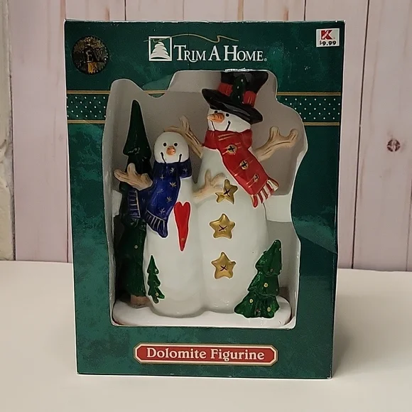 Lot of 2 Vintage Kmart Trim A Home Dolomite Figurine/ Wall Decoration Snowman - Picture 2 of 14